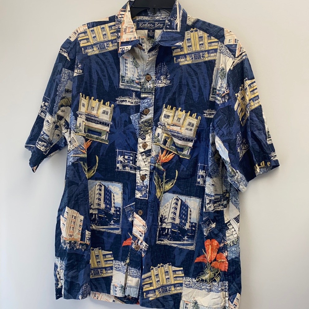Keeler Bay surf side button front shirt Hawaiian M